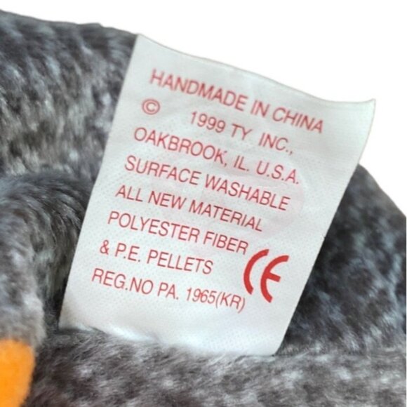 Ty Beanie Baby Original Retired Ewey Plush Goose 1998 Gray & Orange Soft Toy Col - Picture 10 of 10